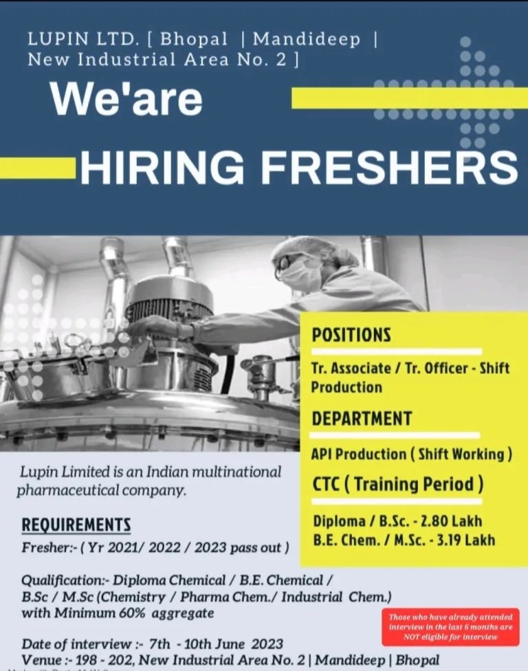 Walk-In Drive for FRESHERS