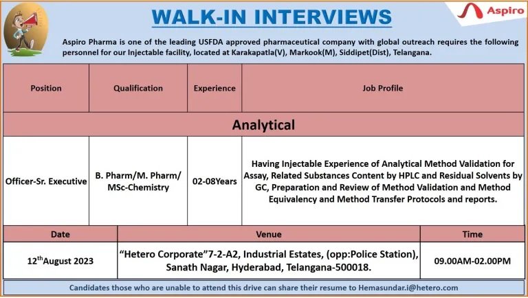 Aspiro Pharma – Walk-In Interviews