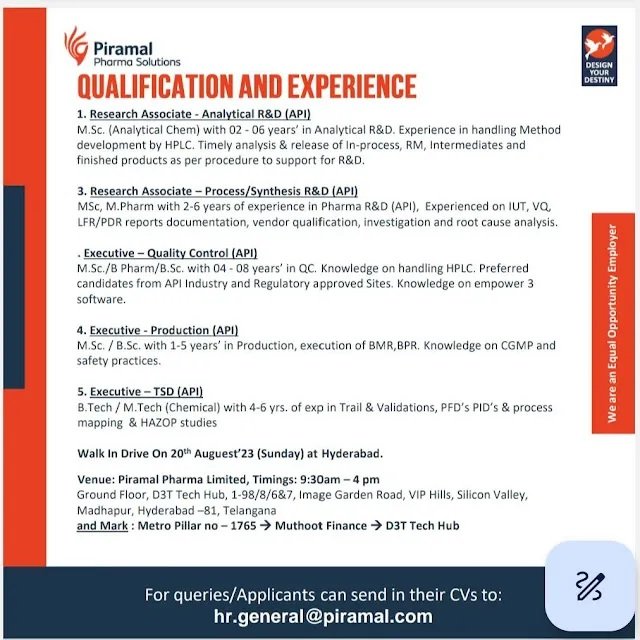 Piramal Pharma- Walk-in Drive