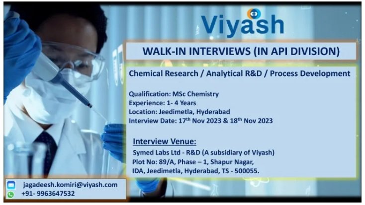 Viyash Life Sciences Private Limited-Walk-In Interview