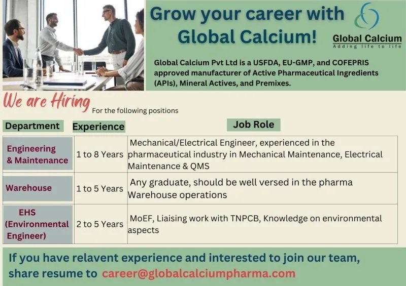 Global Calcium -Hiring