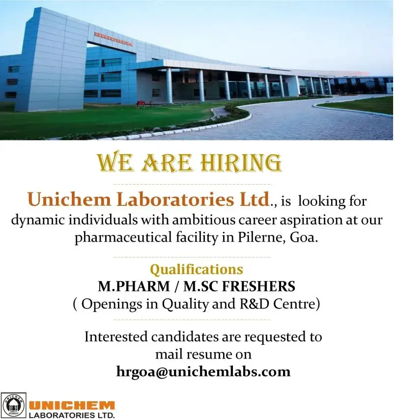 Unichem Laboratories Hiring