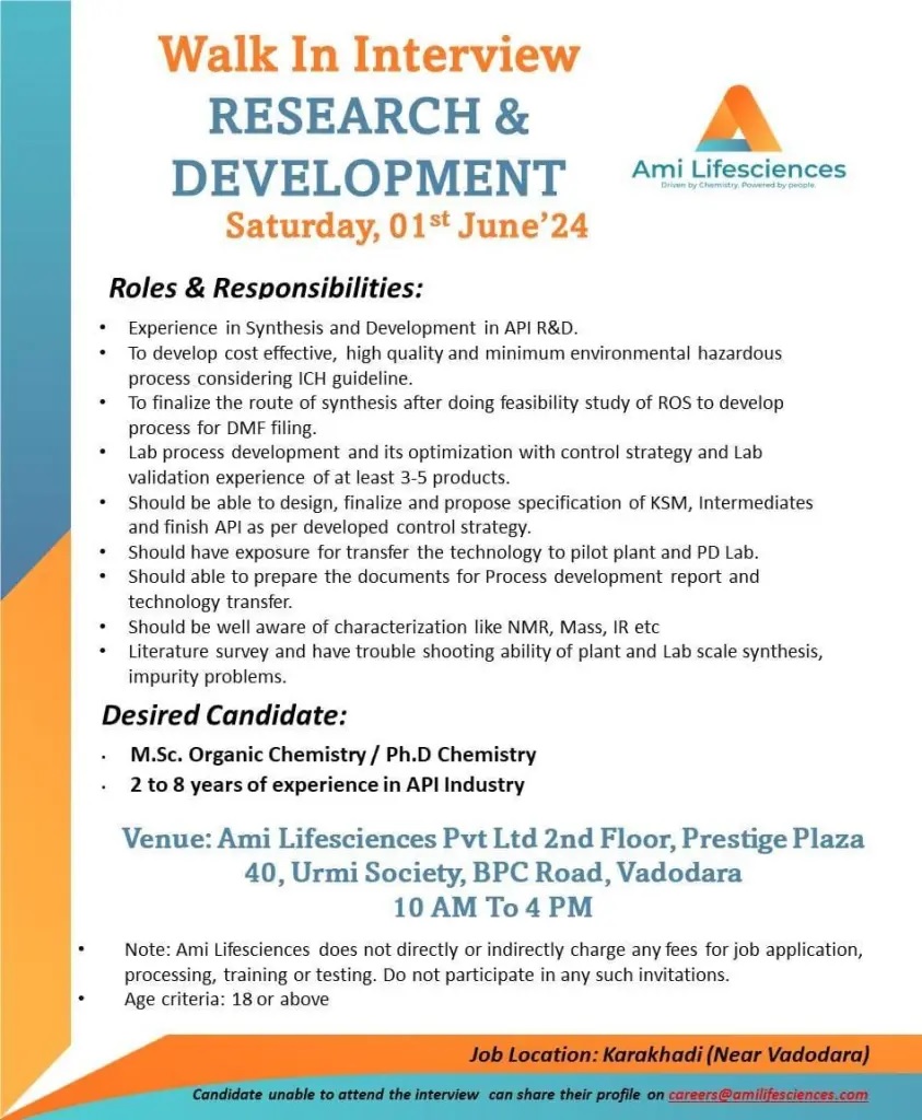 Ami Lifesciences Pvt Ltd- Interview