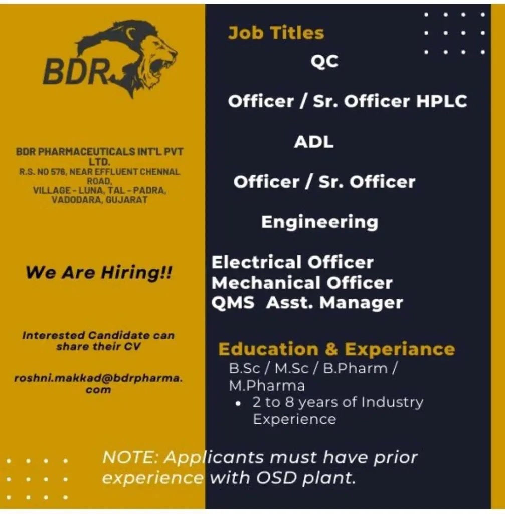 BDR Pharmaceuticals -hiring