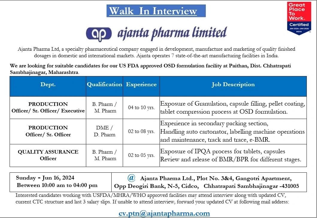 Ajanta Pharma- Interview