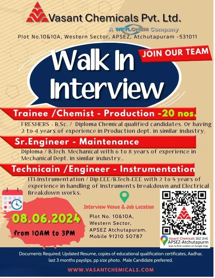 Vasant Chemicals Pvt. Ltd -Interview