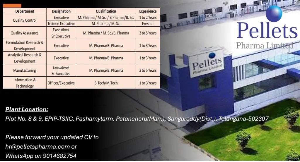 Pellets Pharma Limited- Hiring