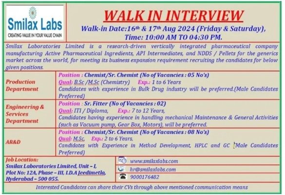 Smilax Laboratories Limited,-Interview