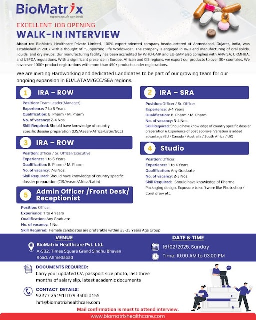 Dr. Reddy’s Laboratories- walk-in interviews