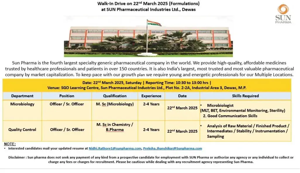 Sun Pharmaceutical- Walk-In Drive