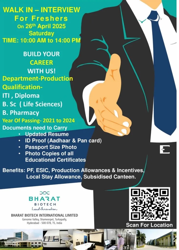 Bharat Biotech- Walk-In Interview