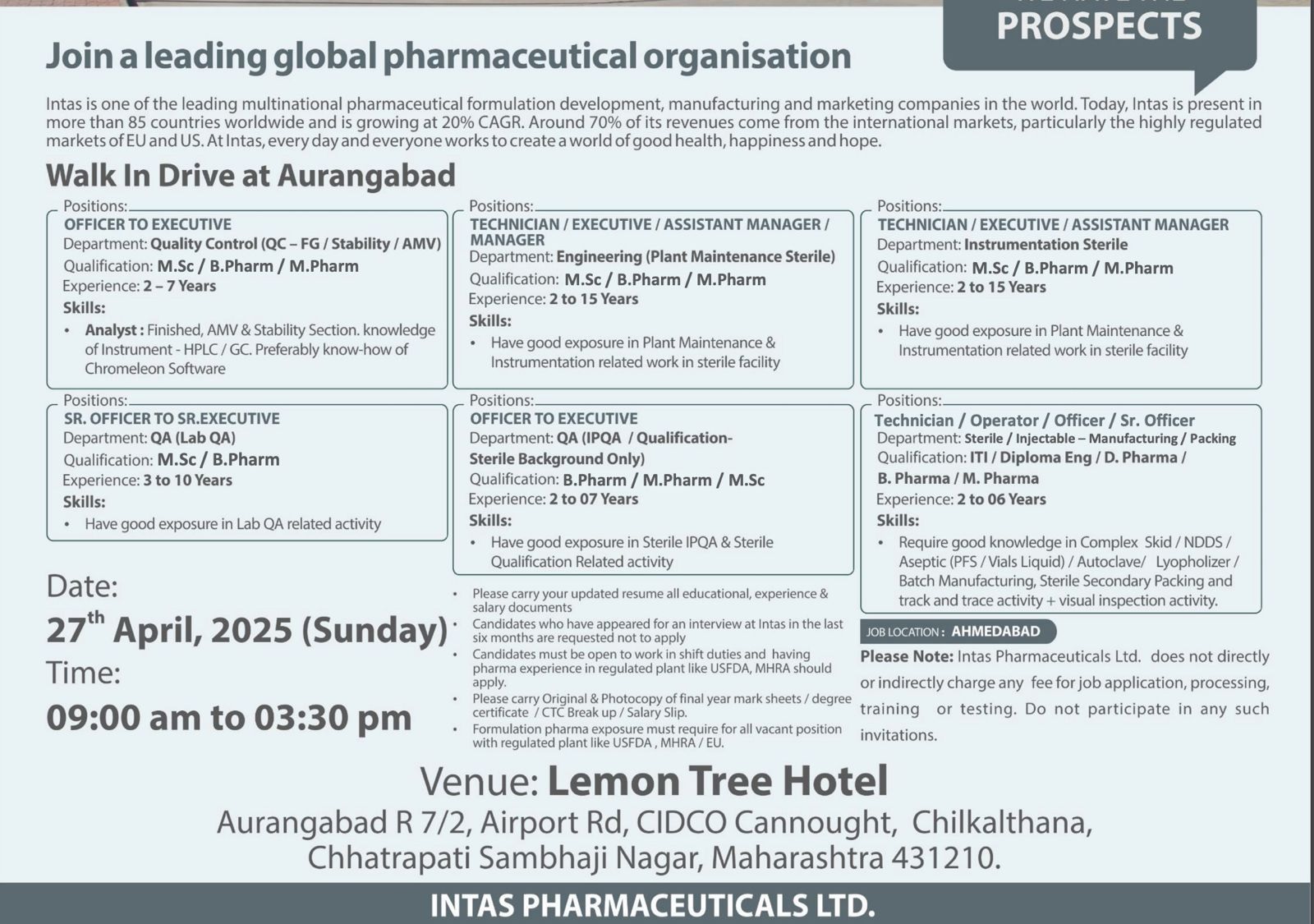 Intas Pharma-Walk in Drive