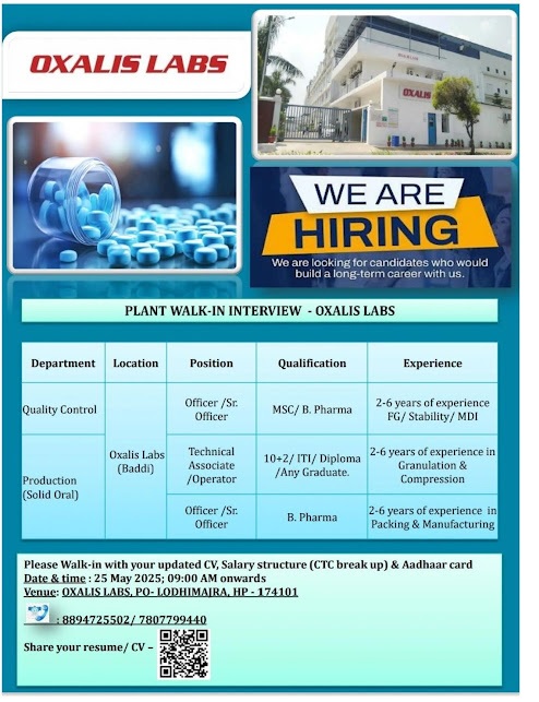 Oxalis Labs- Walk-in Interview