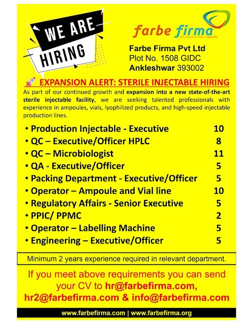 Farbe Pharma- Hiring