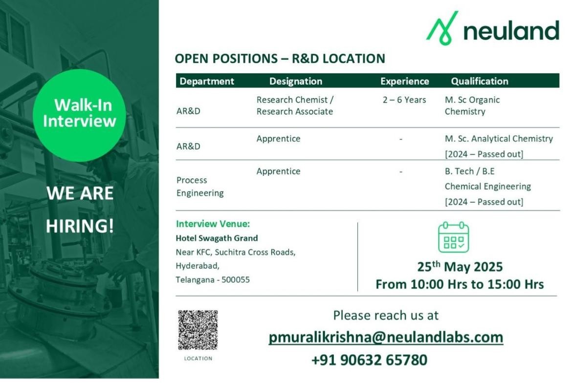 Neuland Laboratories -Walk-in Interview
