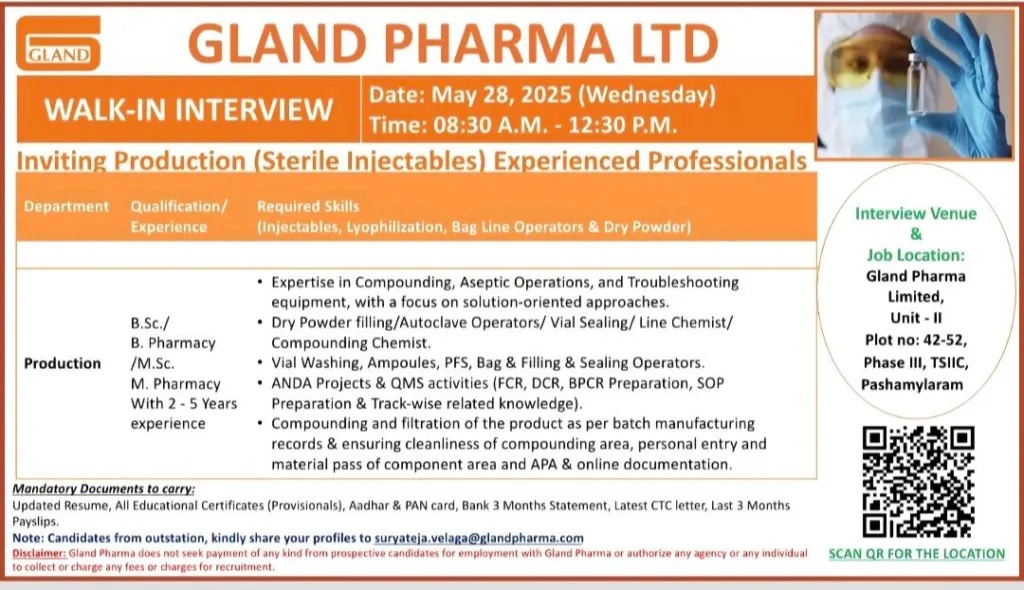 Gland Pharma-Walk in
