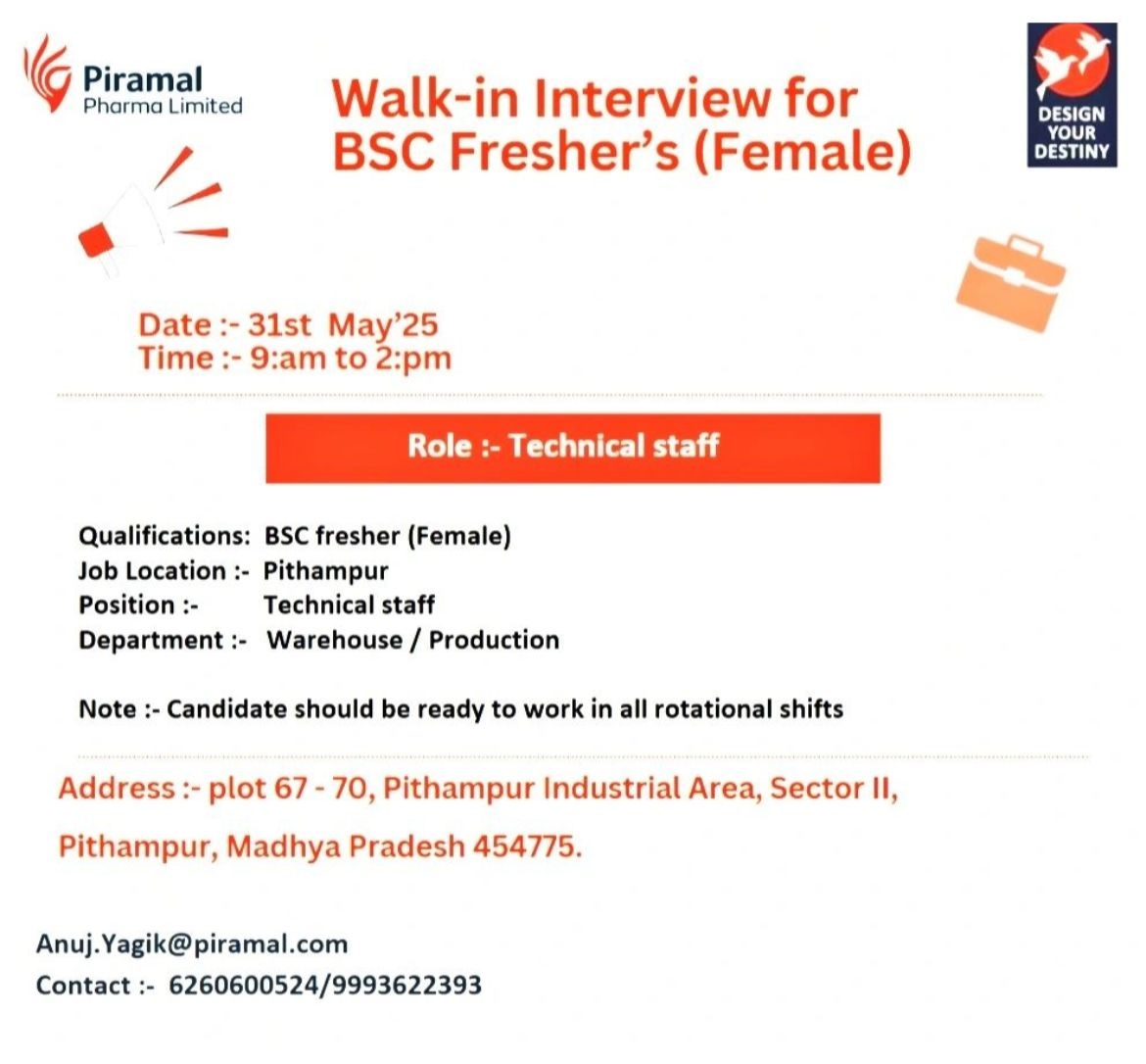 Piramal Pharma- Walk In Interview