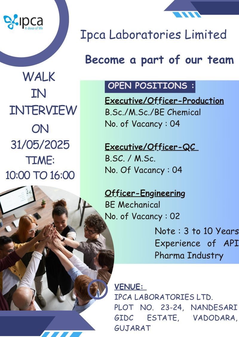 Ipca Laboratories- Walk In Interview