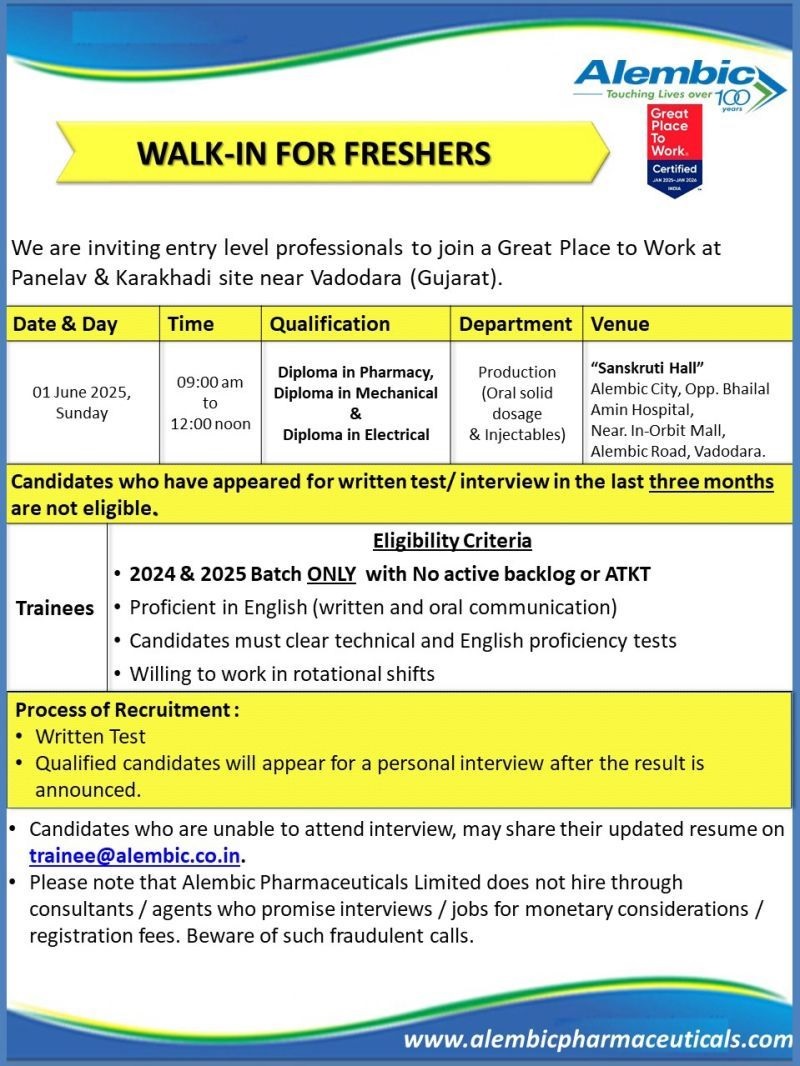 Alembic Pharmaceuticals- Walk In