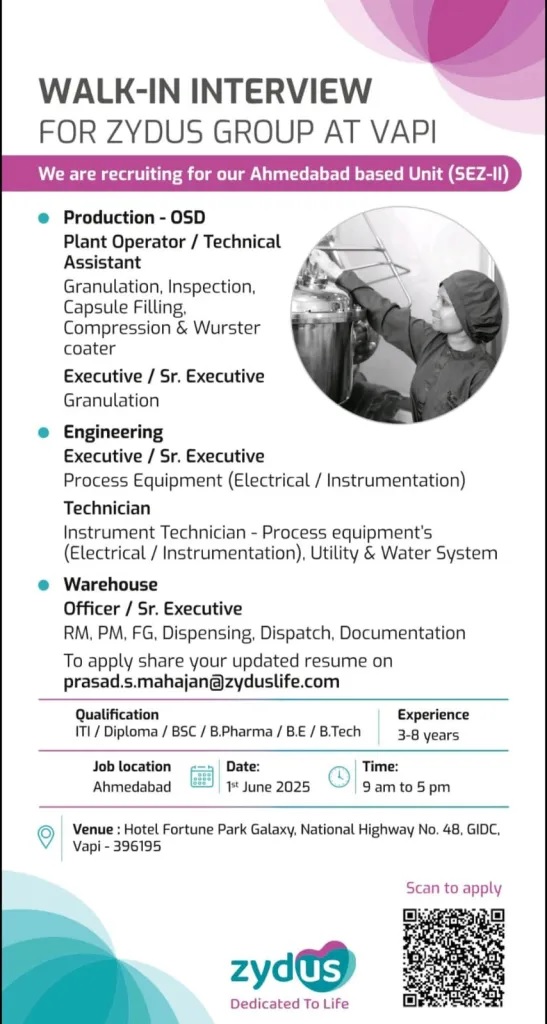 Zydus- Walk-In Interview