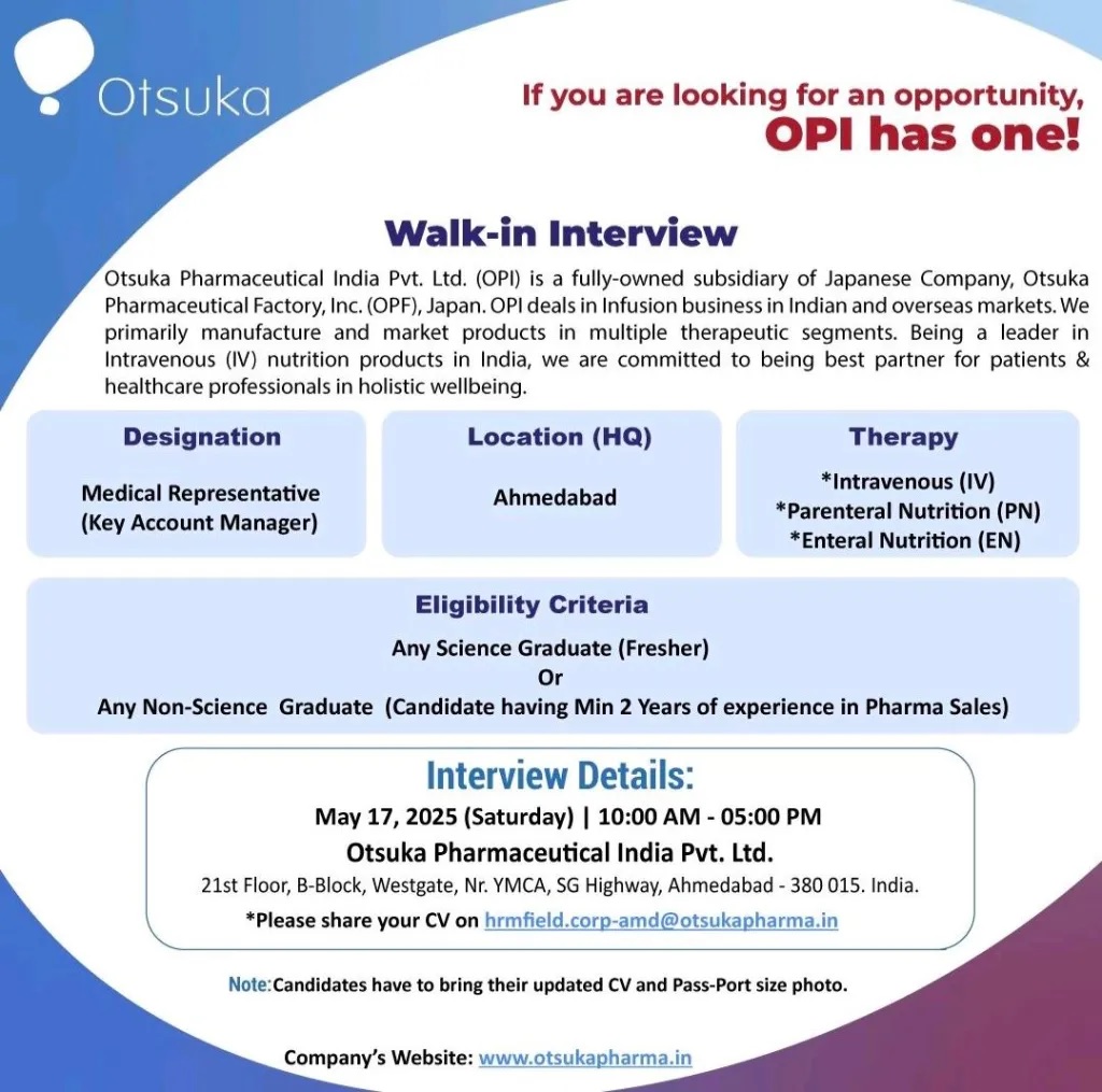 Otsuka Pharmaceutical - Walk-In Interviews