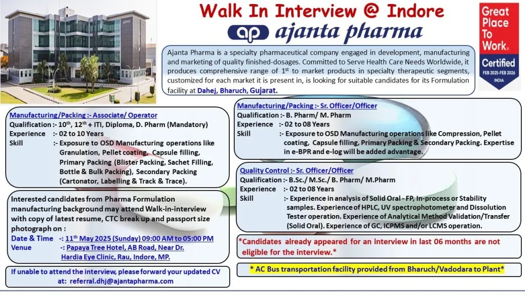 Ajanta Pharma-Walk in Drive