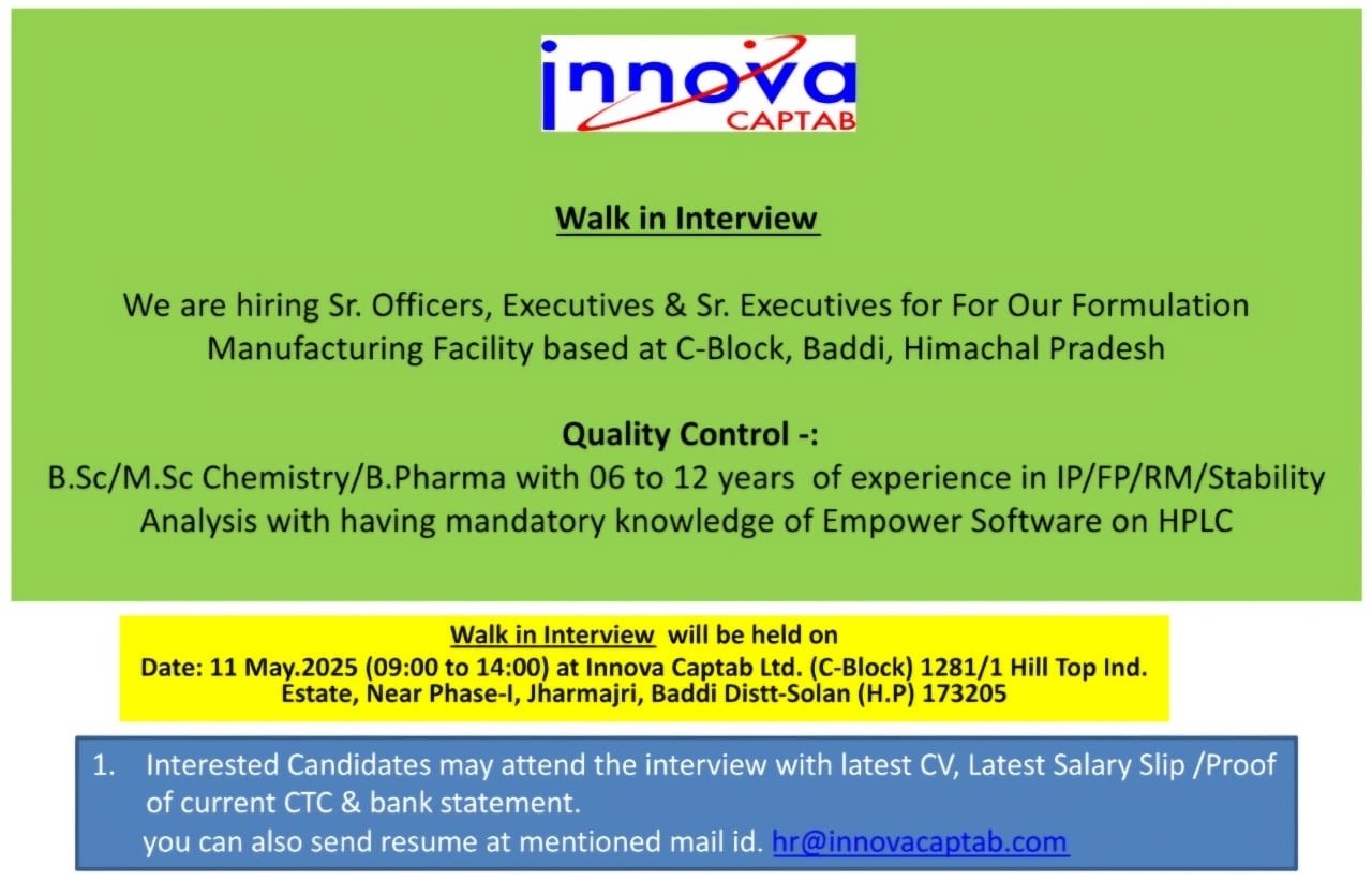 innova CAPTAB -Walk in Interview