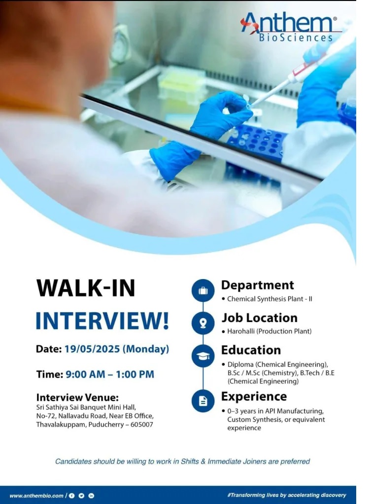 Anthem Biosciences- Walk-In Interview
