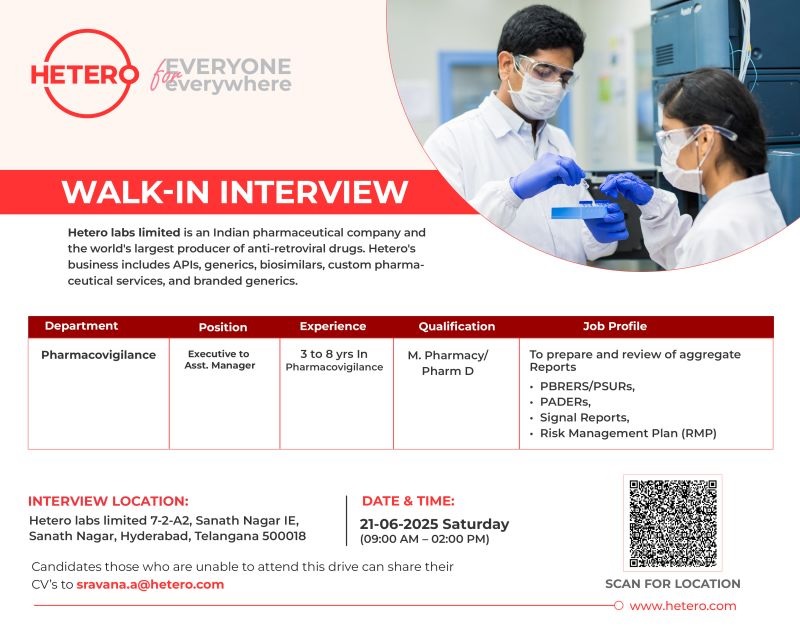 Hetero Labs- Walk-In Interview