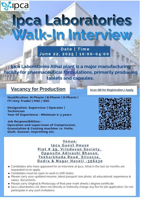 Ipca Laboratories- Walk in Interview