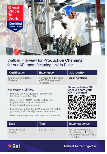 Sai -Walk In Interview