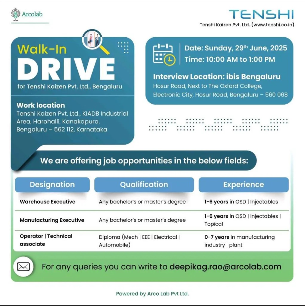 Tenshi Pharma-Walk-In Interview