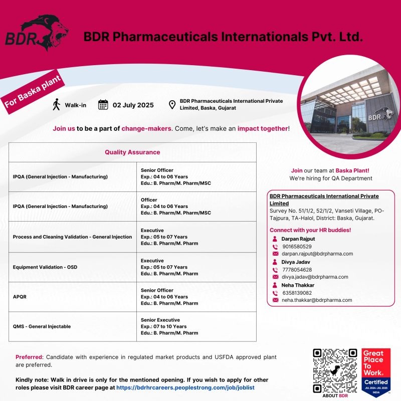 BDR Pharmaceuticals- Walk-In Interview