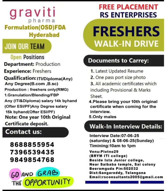 Graviti Pharma-Mega Walk-In Interviews