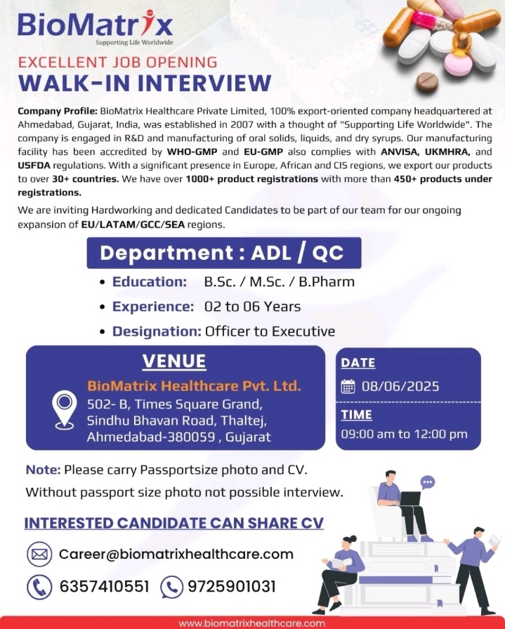 Biomatrix- Walk in Interview 