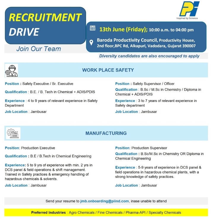 PI Industries- Walk in Interview