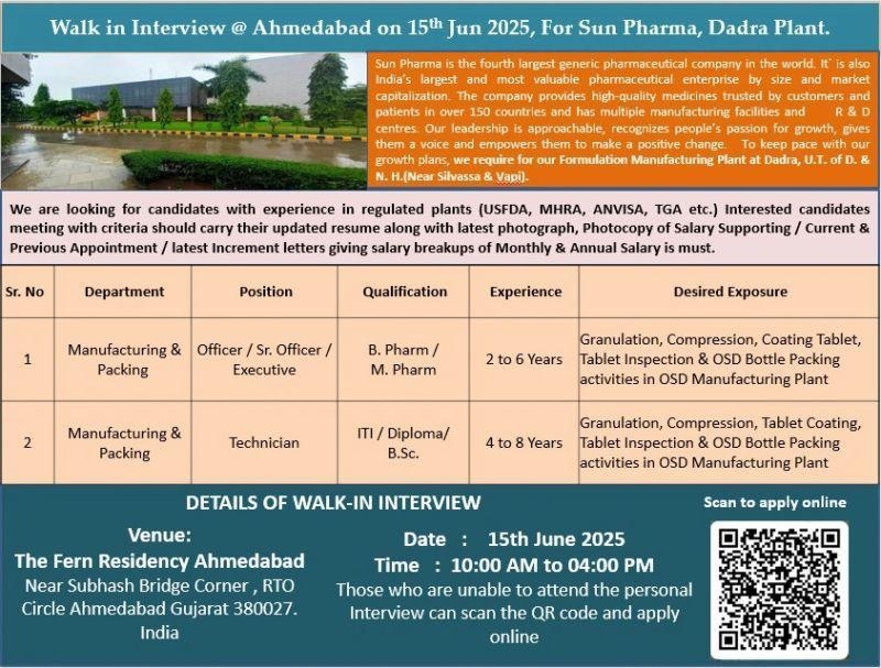 Sun Pharma-Walk-in Interview