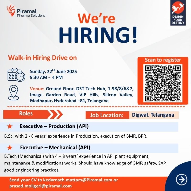 Piramal Pharma- Walk-In Interview