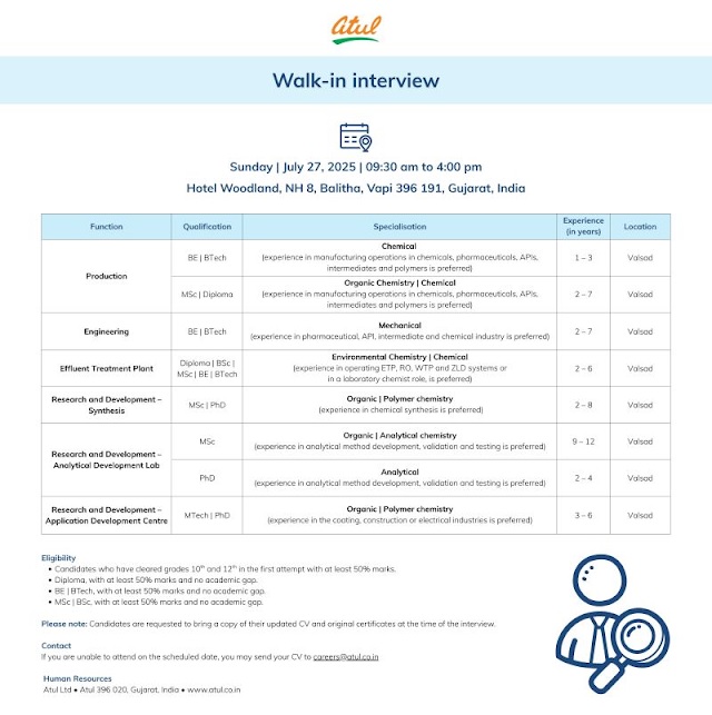 Atul Ltd- walk In Interview