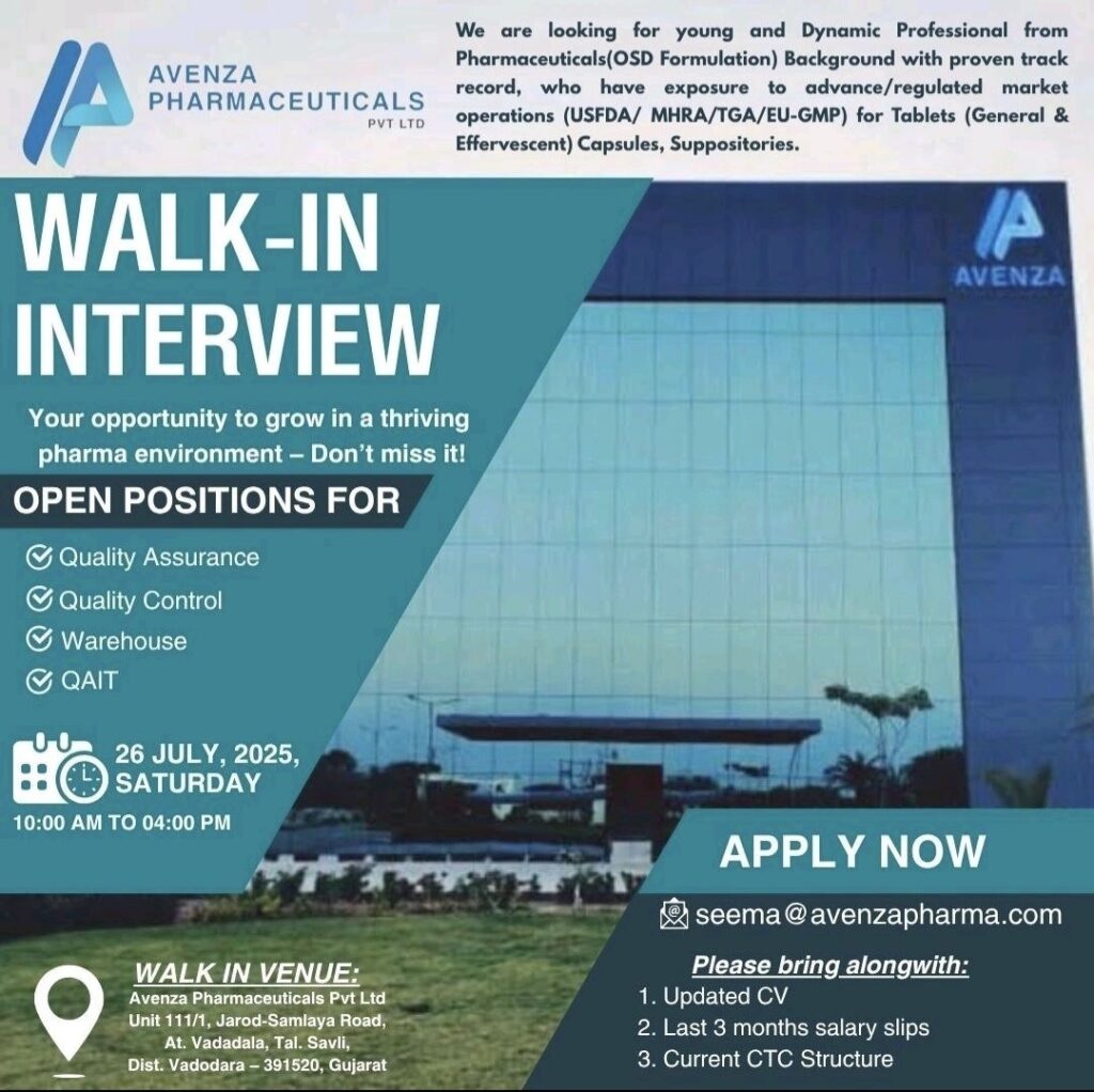 Avenza Pharmaceuticals-Walk-In Interview