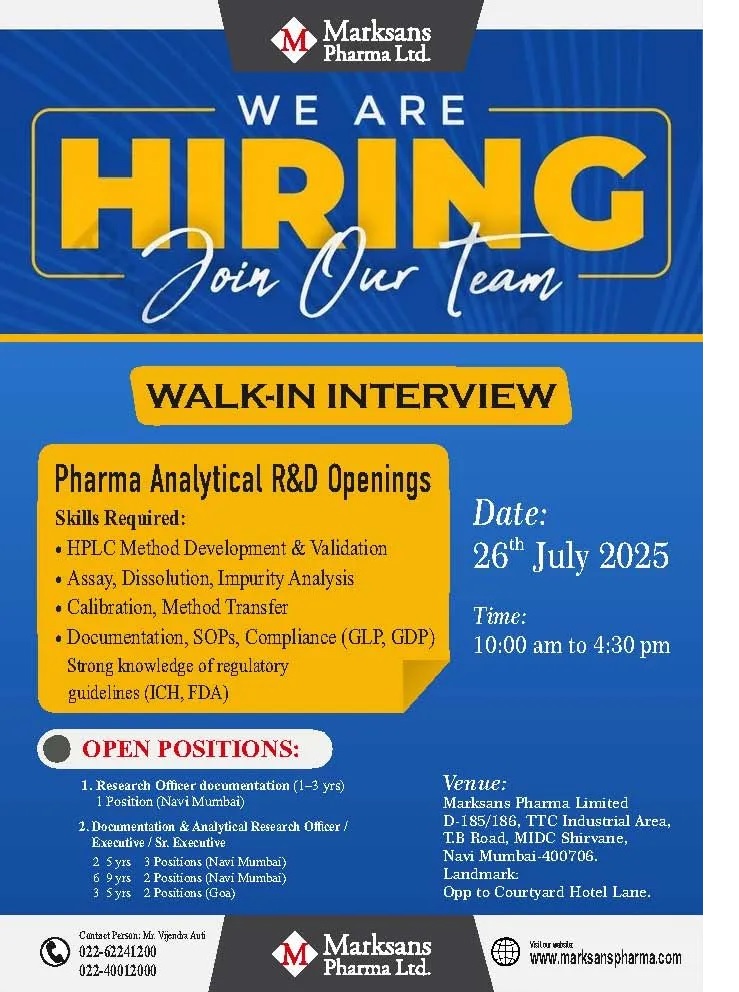 Marksans Pharma- Walk-In