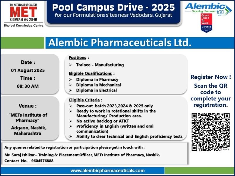 Alembic Pharma- Pool Campus Interview
