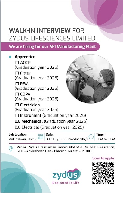 Zydus Lifesciences- Walk-In Interview