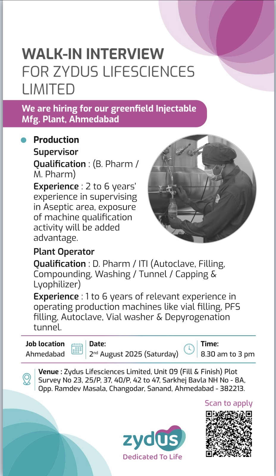 Zydus Lifesciences- Walk-In Interview