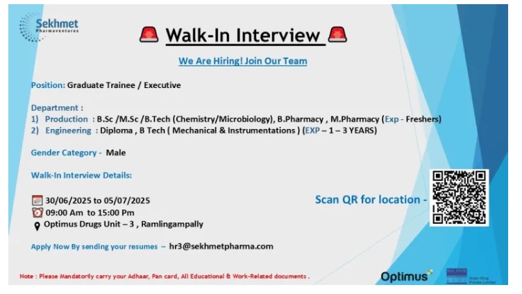 Optimus Drugs-Walk-In Interview