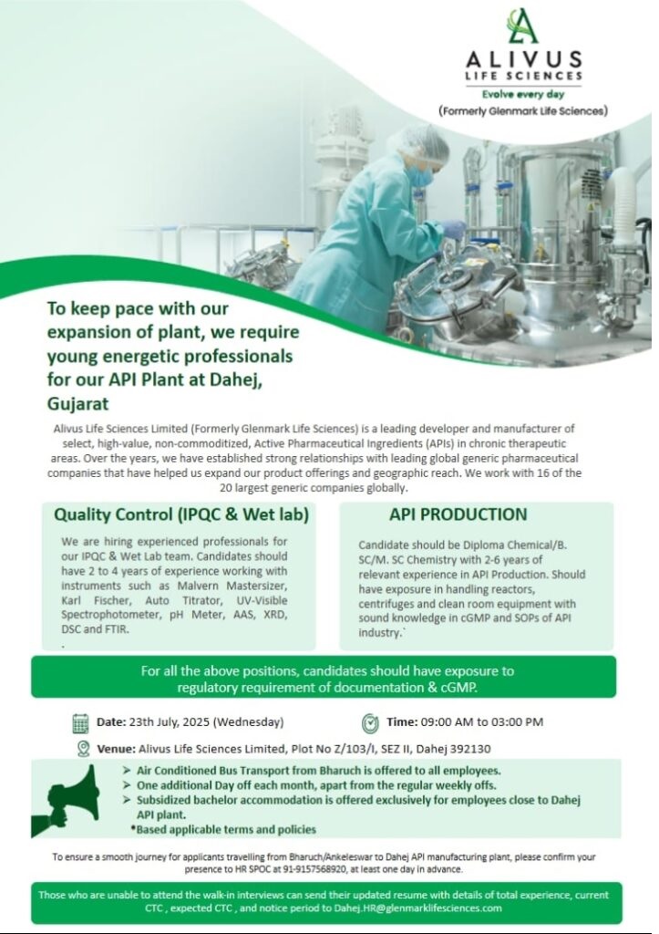 Alivus Life Sciences -walk in interview
