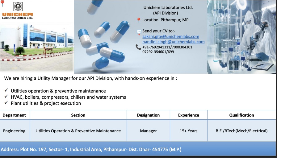 Unichem Laboratories-Hiring