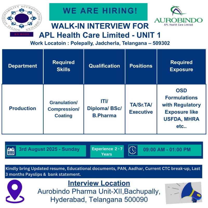APL HealthCare -Walk-In Interview