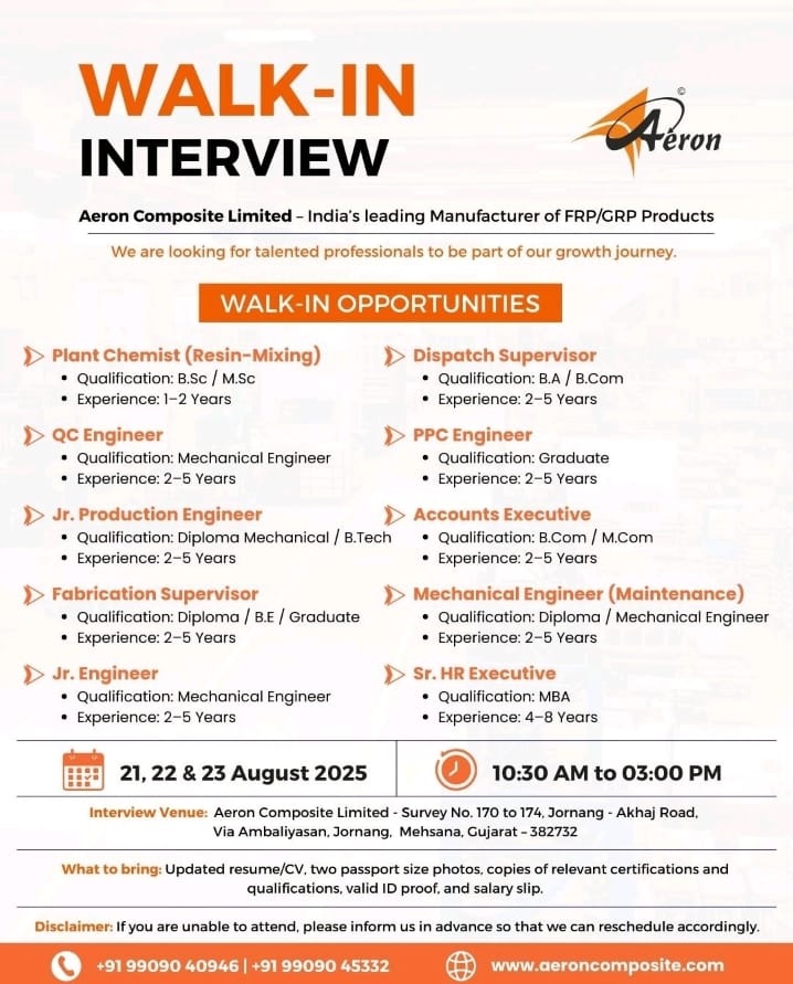Aeron Composite Ltd- Walk In Interview 