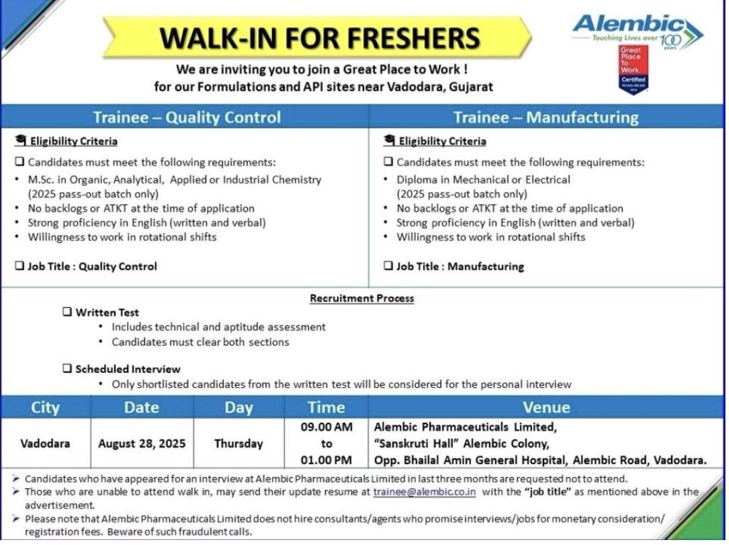 Alembic Pharmaceuticals- Walk-In Drive